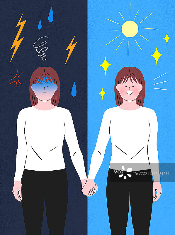 精神健康、情绪波动与双相情感障碍图片素材