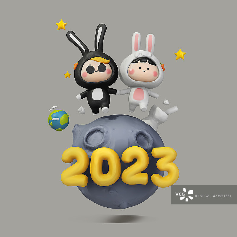 3D兔年新年吉祥物图片素材