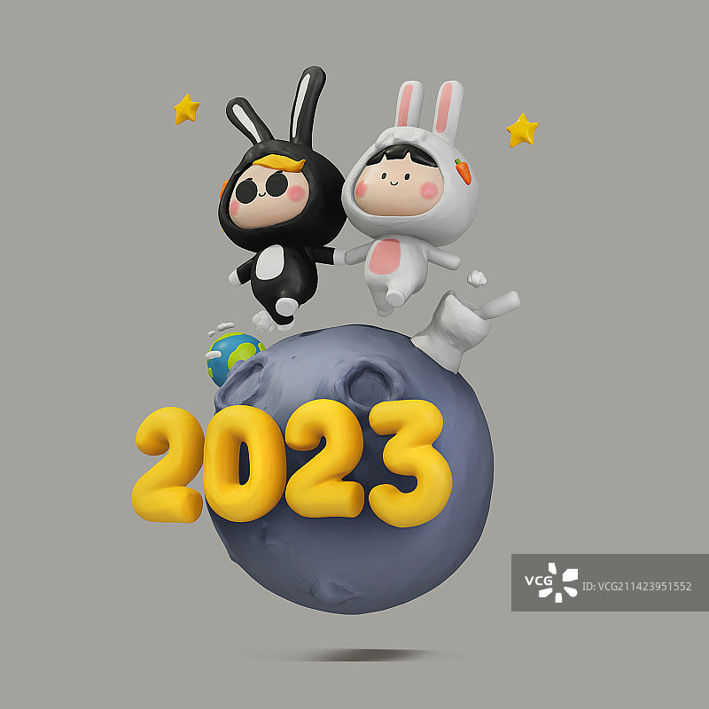 3D兔年新年吉祥物图片素材