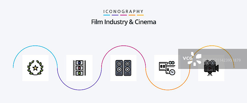 包含的Cenima线性填充扁平5图标包图片素材