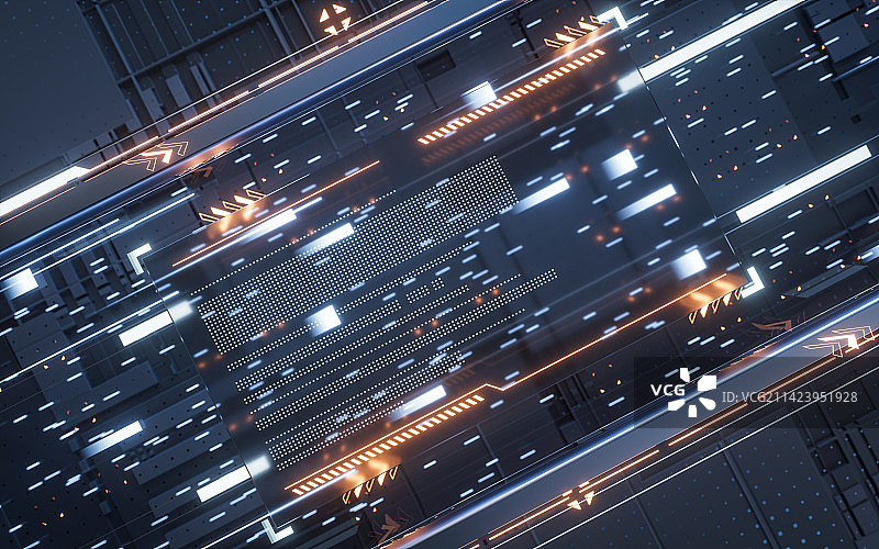 科技感显示屏与网络空间3D渲染图片素材