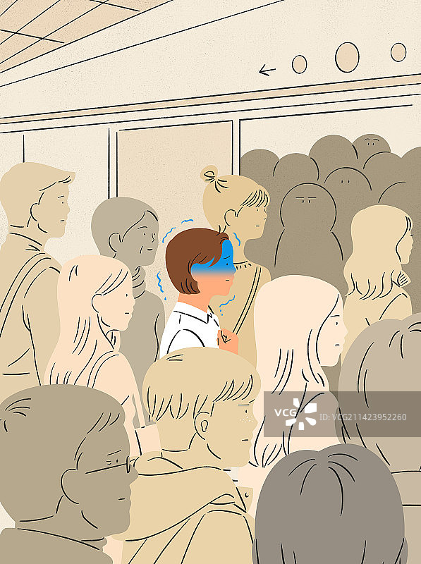 创伤后应激障碍、焦虑、恐惧、人群、地铁图片素材