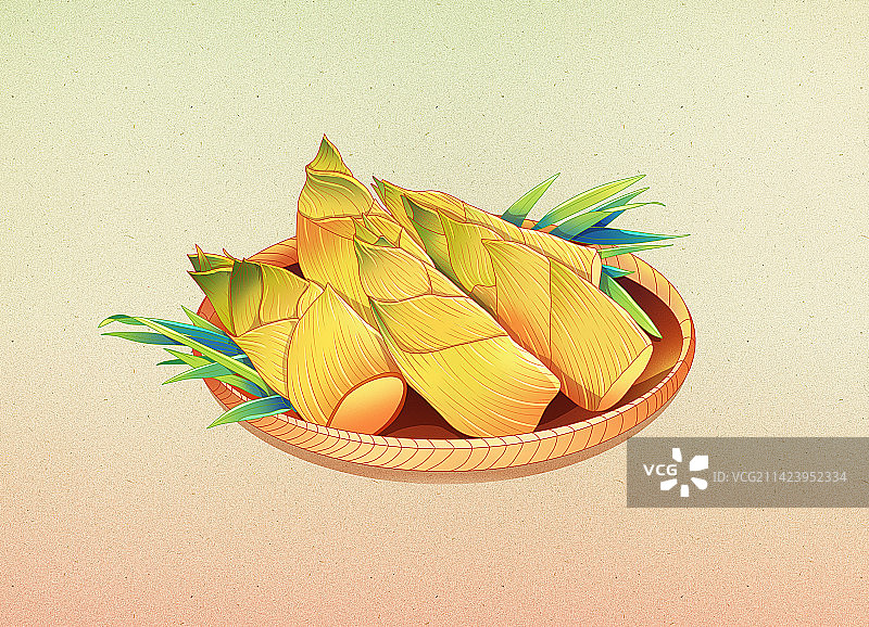 手绘中国风春天春笋美食插画图片素材