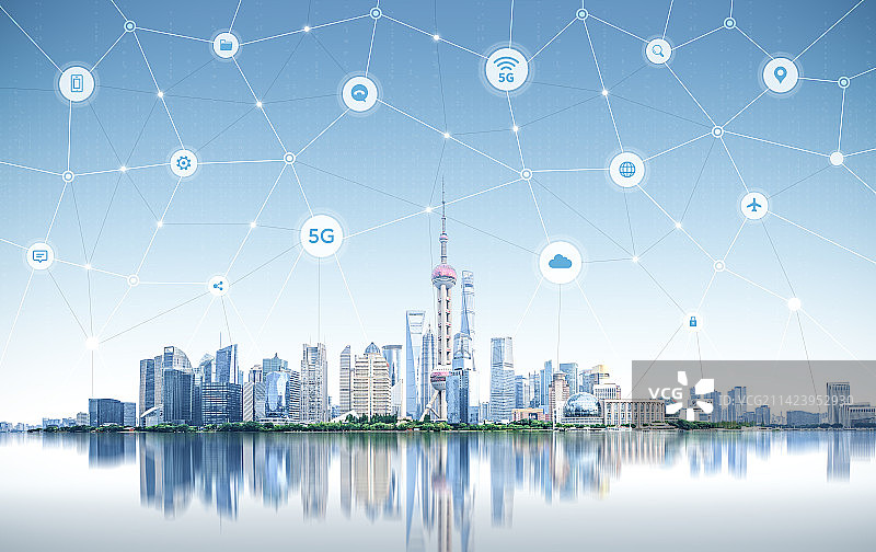 上海5G科技网络城市建筑图片素材