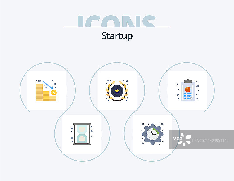 创业扁平图标包5个图标设计图表年度图片素材