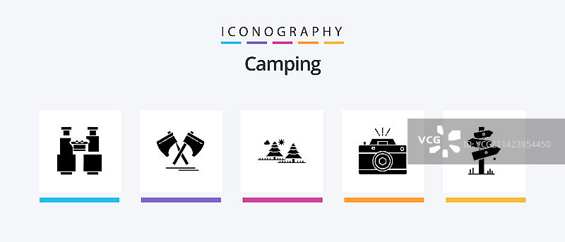 包含摄影的野营字形5图标包图片素材
