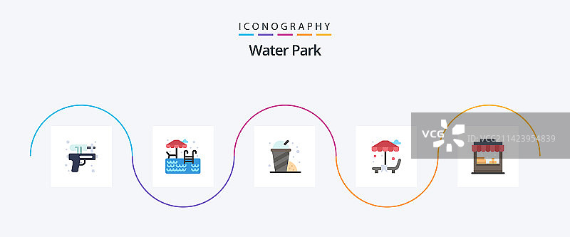 水上乐园扁平图标（含公园元素）图片素材