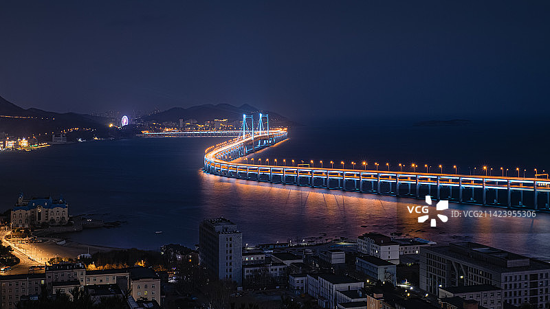 星海湾跨海大桥夜景图片素材