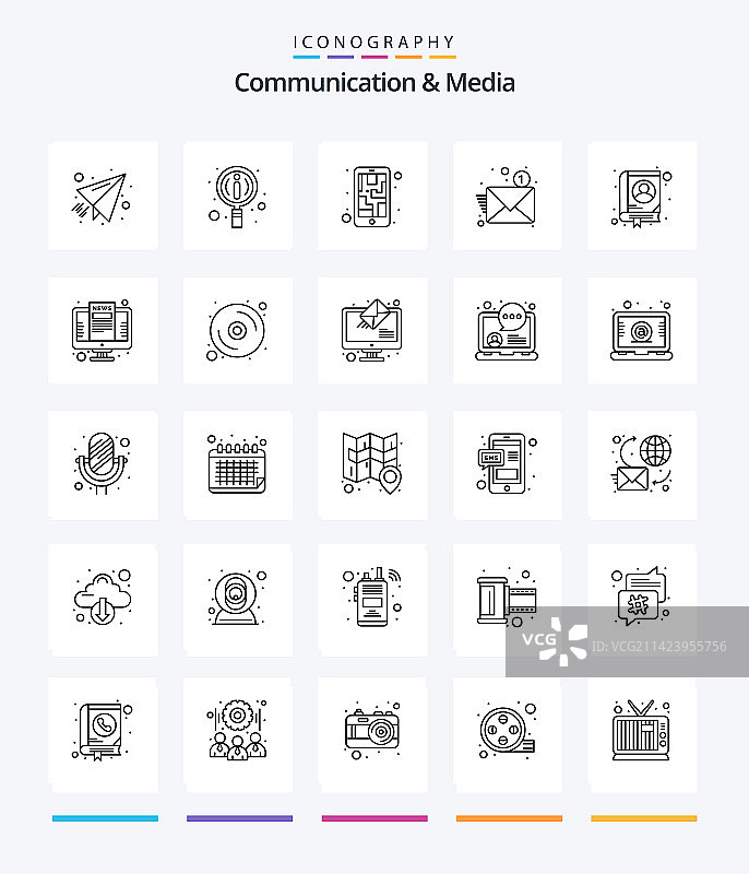 创意传播与媒体25轮廓图标图片素材