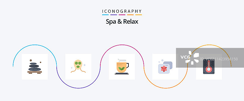 SPA放松扁平风格5图标包图片素材
