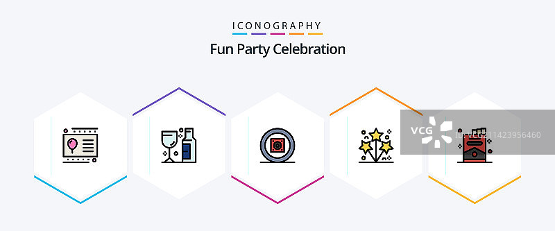 包含香烟的25个派对线性图标图片素材