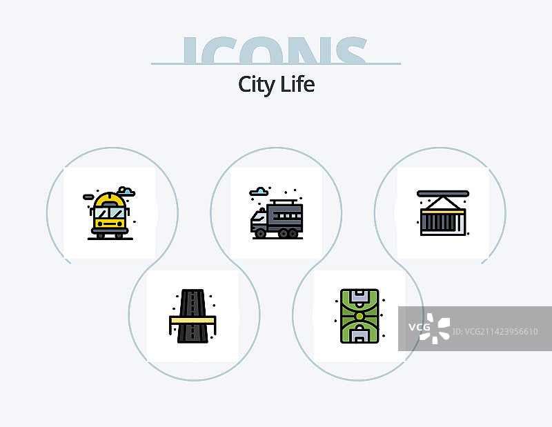 城市生活，线条填充图标包5，厢型车设计图片素材