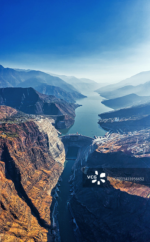 航拍白鹤滩水电站风光图片素材