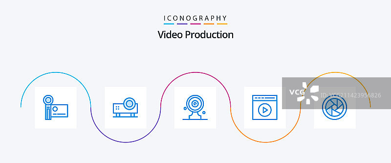 视频制作蓝色5触摸图标包图片素材