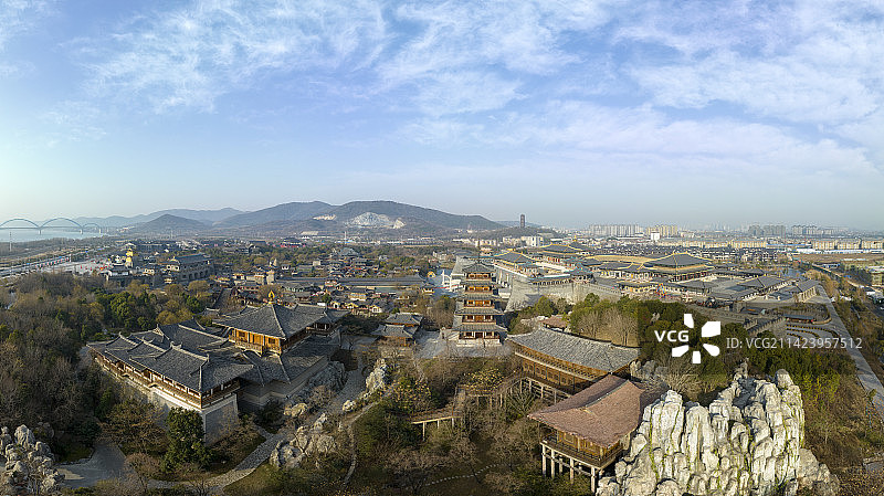 航拍襄阳唐城景区城市建筑旅游风光图片素材