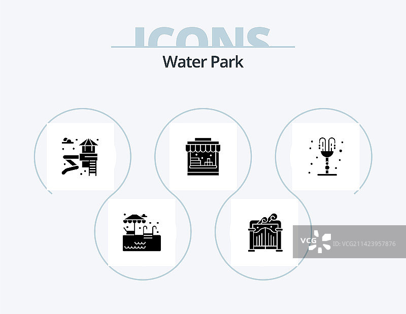 水上乐园字形图标包5个图标设计图片素材