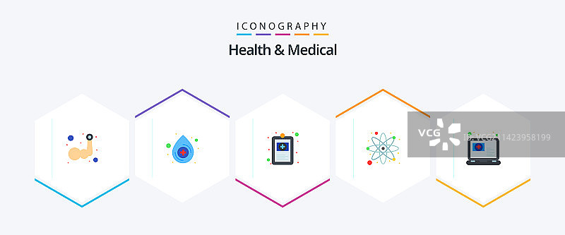 包含25个扁平图标的健康医疗包图片素材