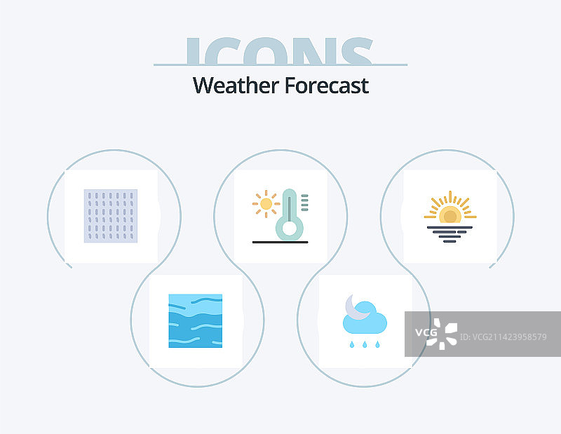天气扁平图标包5，天气晴朗图片素材