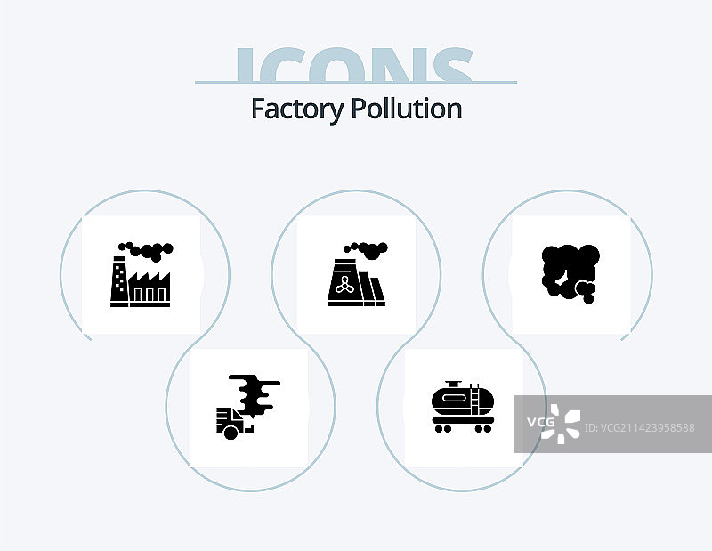 工厂污染标志图标包5个图标设计图片素材