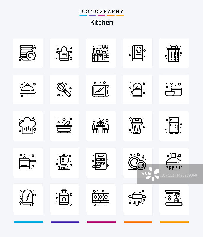 创意厨房25轮廓图标包图片素材
