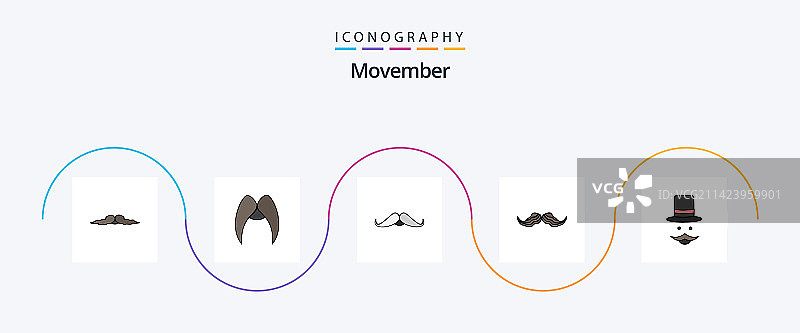 包括填充的Movember线性5图标包图片素材