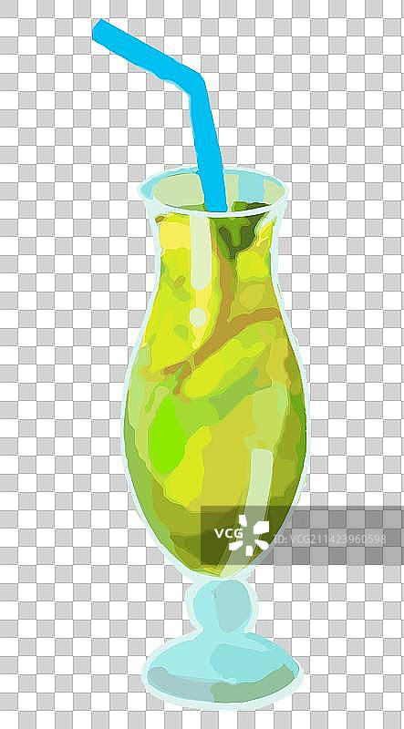 清凉绿色柠檬汁饮料插画元素图片素材