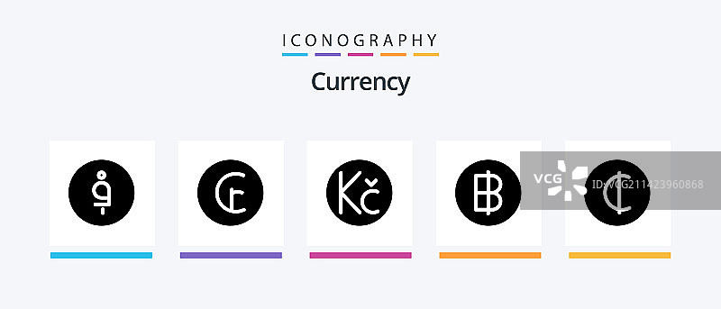 货币字形5图标包，包括泰铢图片素材