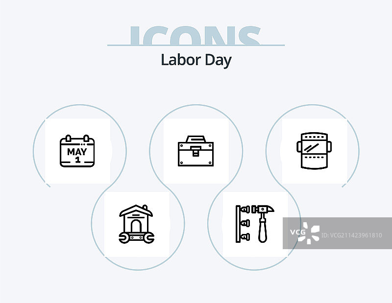 劳动节线性图标包（5个图标设计工具包）图片素材