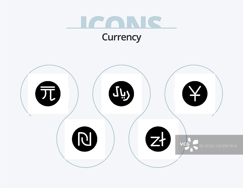5款全新货币字形图标包图片素材