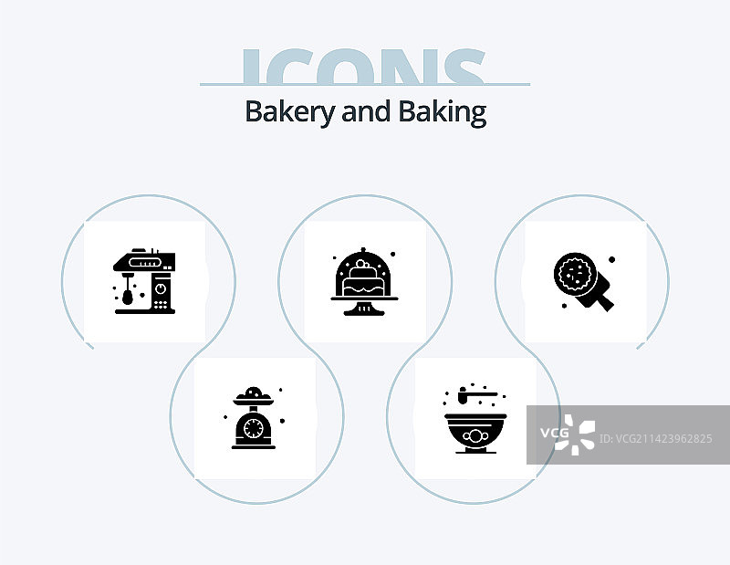 烘焙字形图标包5个蛋糕烘焙设计图片素材
