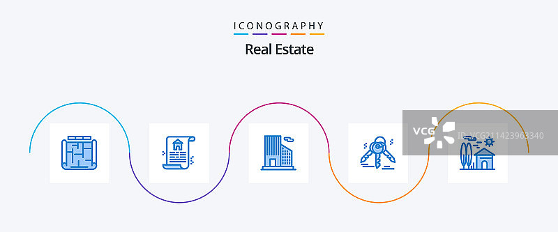 房地产蓝色5图标包图片素材