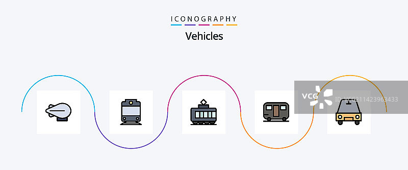 交通工具线性填充扁平风格图标合集图片素材