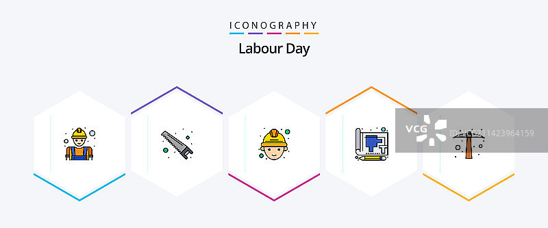 包含锄头的劳动节图标图片素材