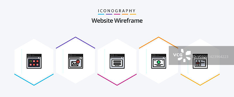 网站线框图25填充线图标包图片素材