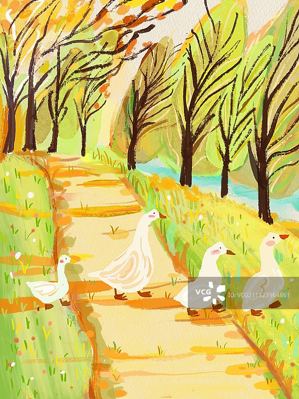 原创插画 鸭鸭的旅行图片素材