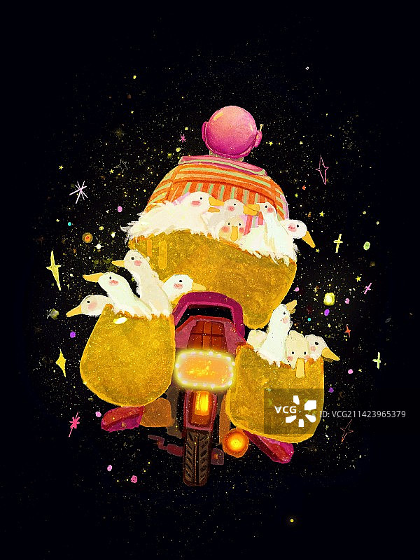 原创插画 星空旅人图片素材