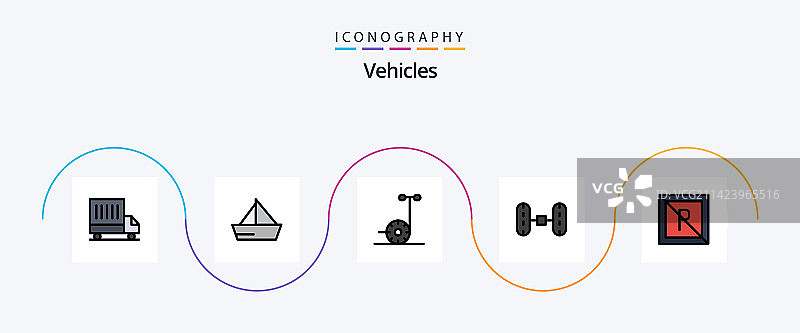 交通工具线性填充扁平风格图标合集图片素材