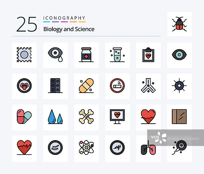 生物学25线条填充图标包图片素材