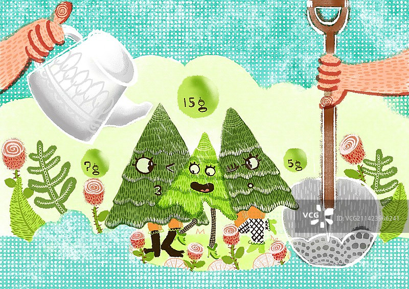 欢乐植树图片素材