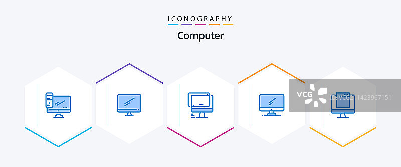 蓝色电脑图标包（含iMac弹出窗口）图片素材