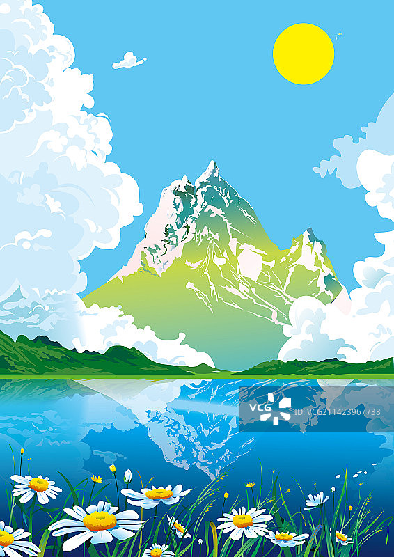 春日雪山图片素材