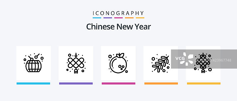 中国新年线条图标包5个图片素材