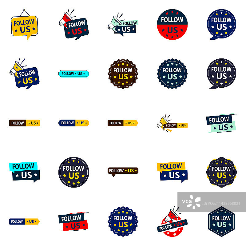 25个可定制的关注我们图形元素图片素材
