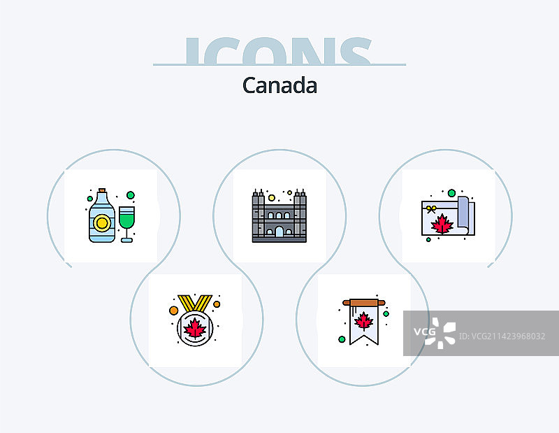 加拿大线性填充图标包5个图标设计图片素材