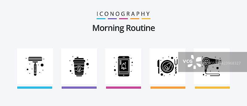 包含清晨日常的字形图标包5个图片素材