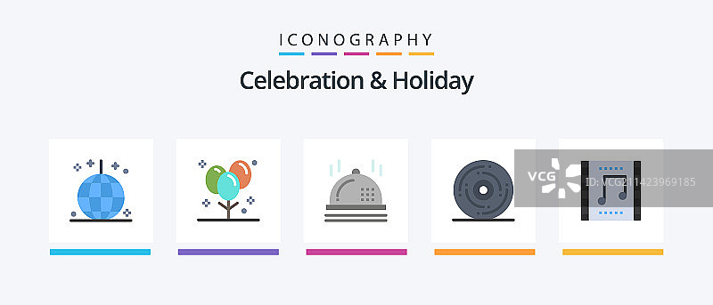 庆祝与节日扁平化5图标包图片素材