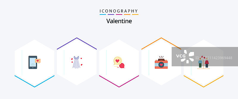 包含消息的情人节扁平图标（25个）图片素材