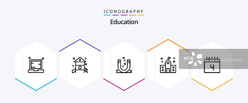 包含教育的25个线性教育图标包图片素材