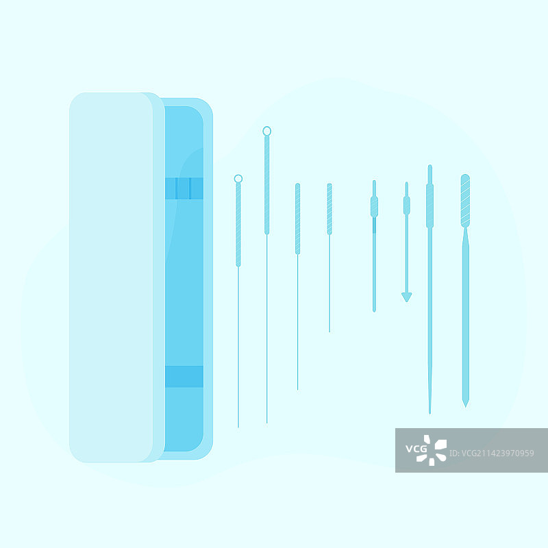 中医针灸器具工具扁平插画图片素材