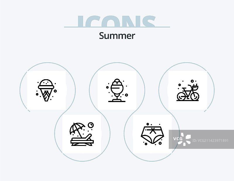 夏季线性图标包5之阳光海滩图标设计图片素材